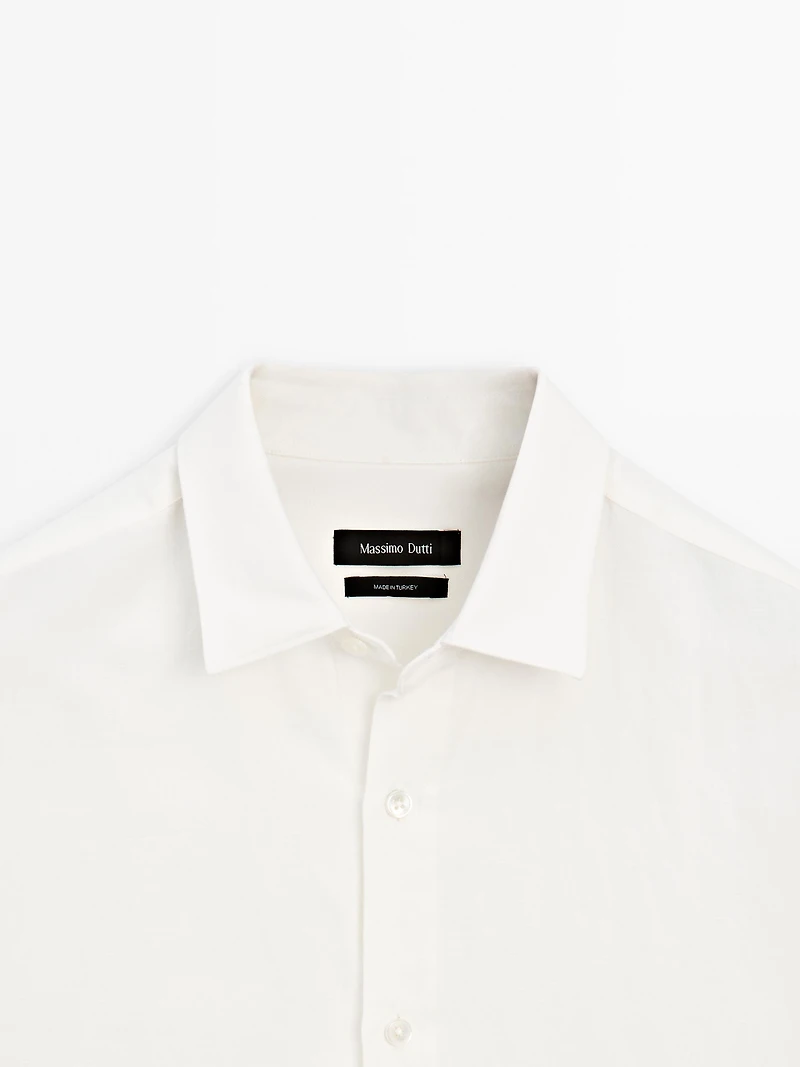 Regular fit linen blend shirt