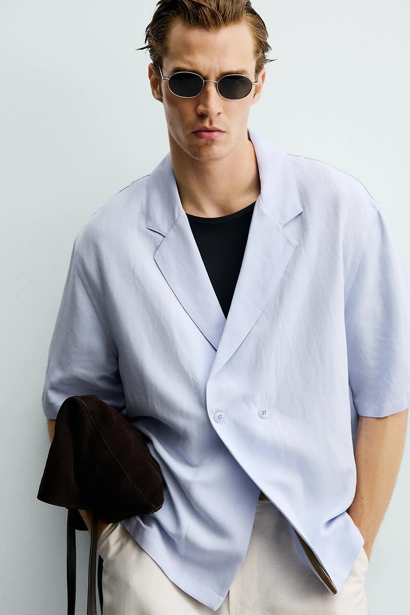 VISCOSE-LINEN KIMONO SHIRT