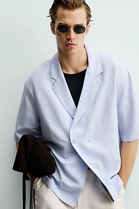 VISCOSE-LINEN KIMONO SHIRT
