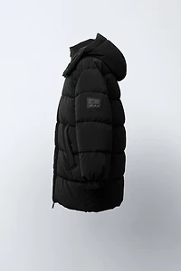 LONG QUILTED COAT WITH LABEL