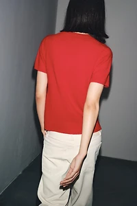 100% CASHMERE SHORT SLEEVE SWEATER
