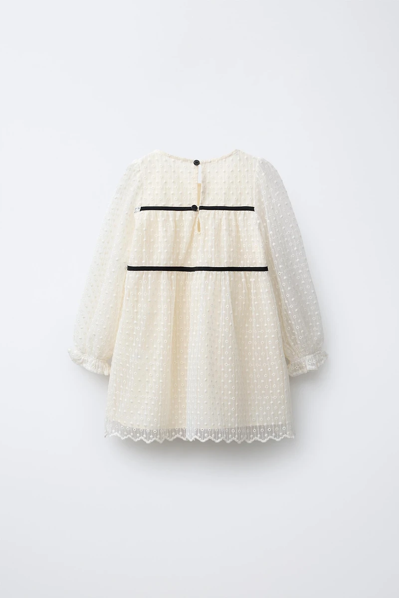 EMBROIDERED TULLE DRESS WITH BOWS