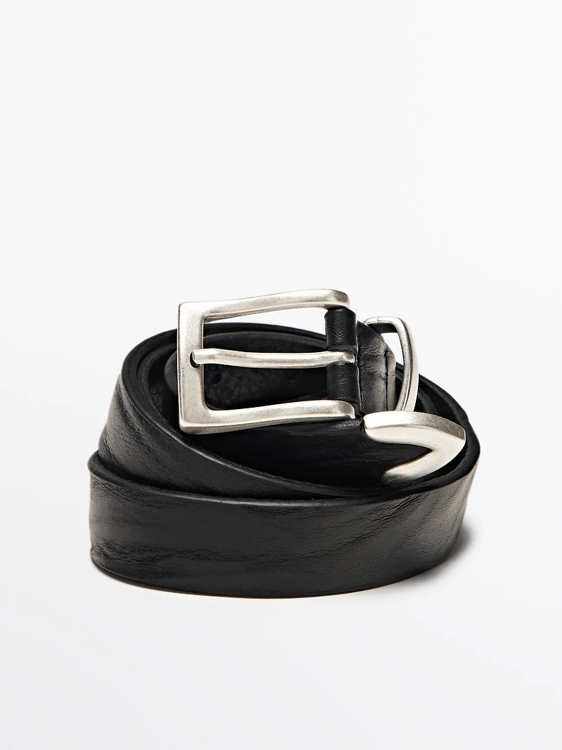 Nappa leather belt with tip detail