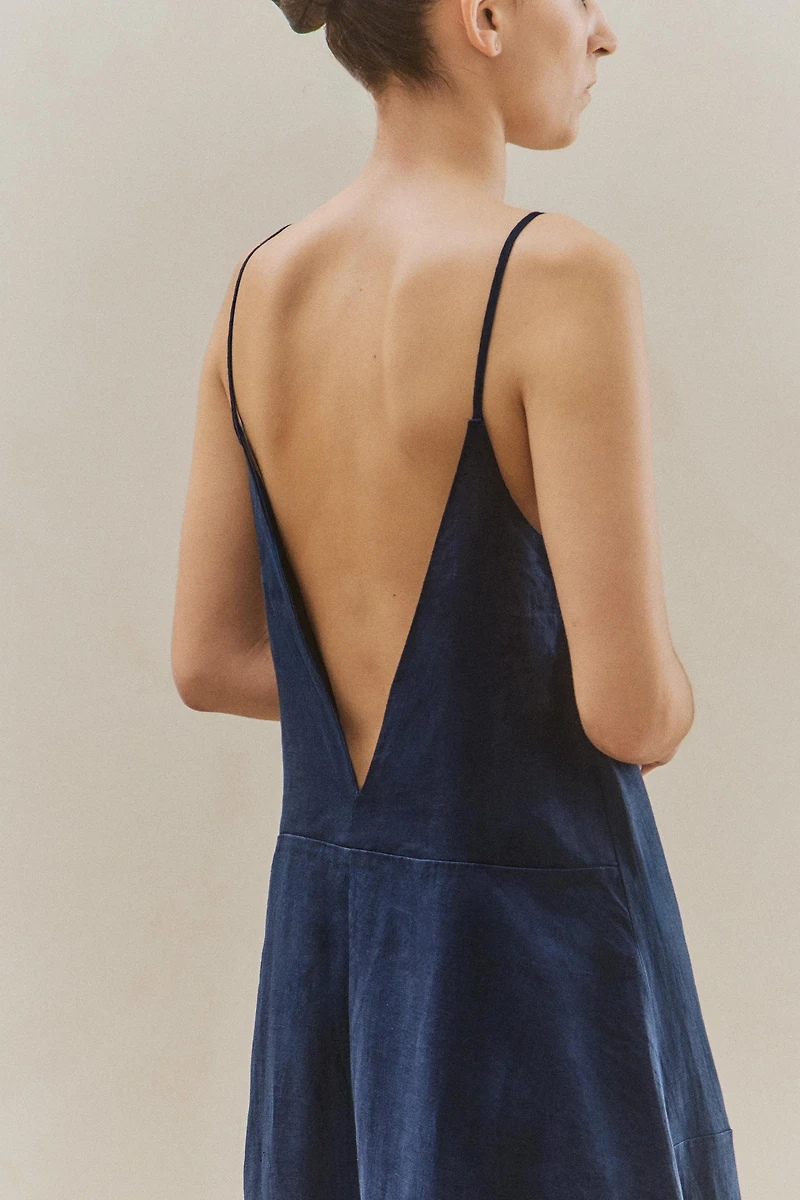 ASYMMETRIC LINEN BEACH DRESS