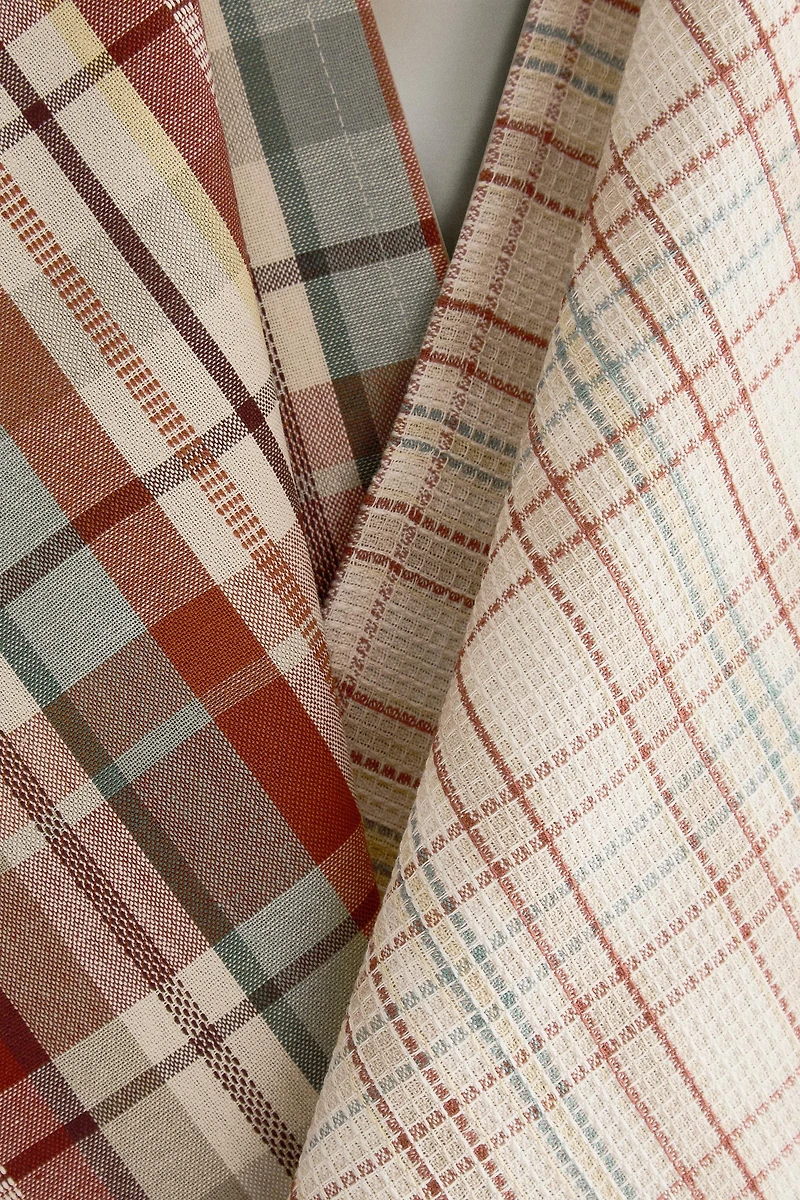 SET OF IRREGULAR CHECK COTTON KITCHEN TOWELS (SET OF 2)