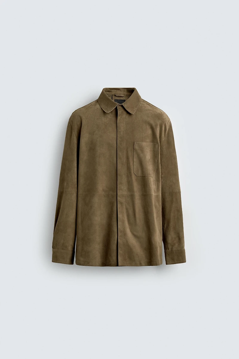 REGULAR FIT SUEDE LEATHER OVERSHIRT