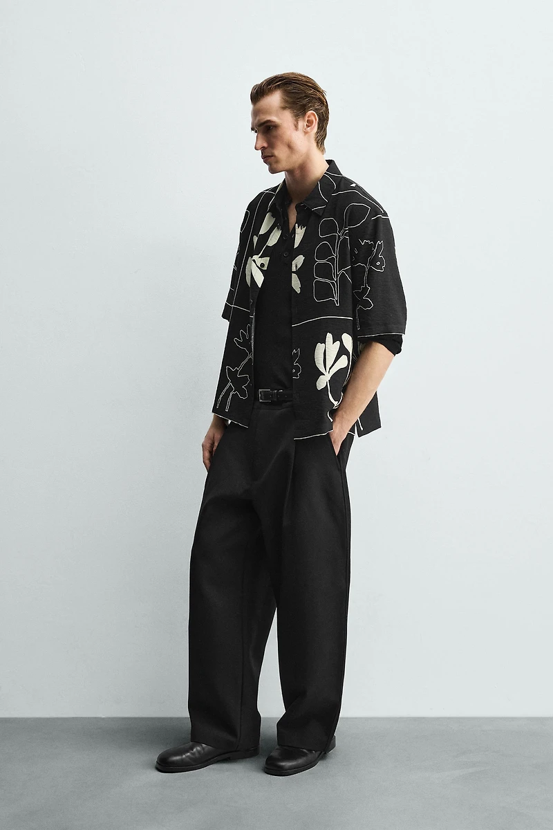 ABSTRACT PRINT FLOWY SHIRT