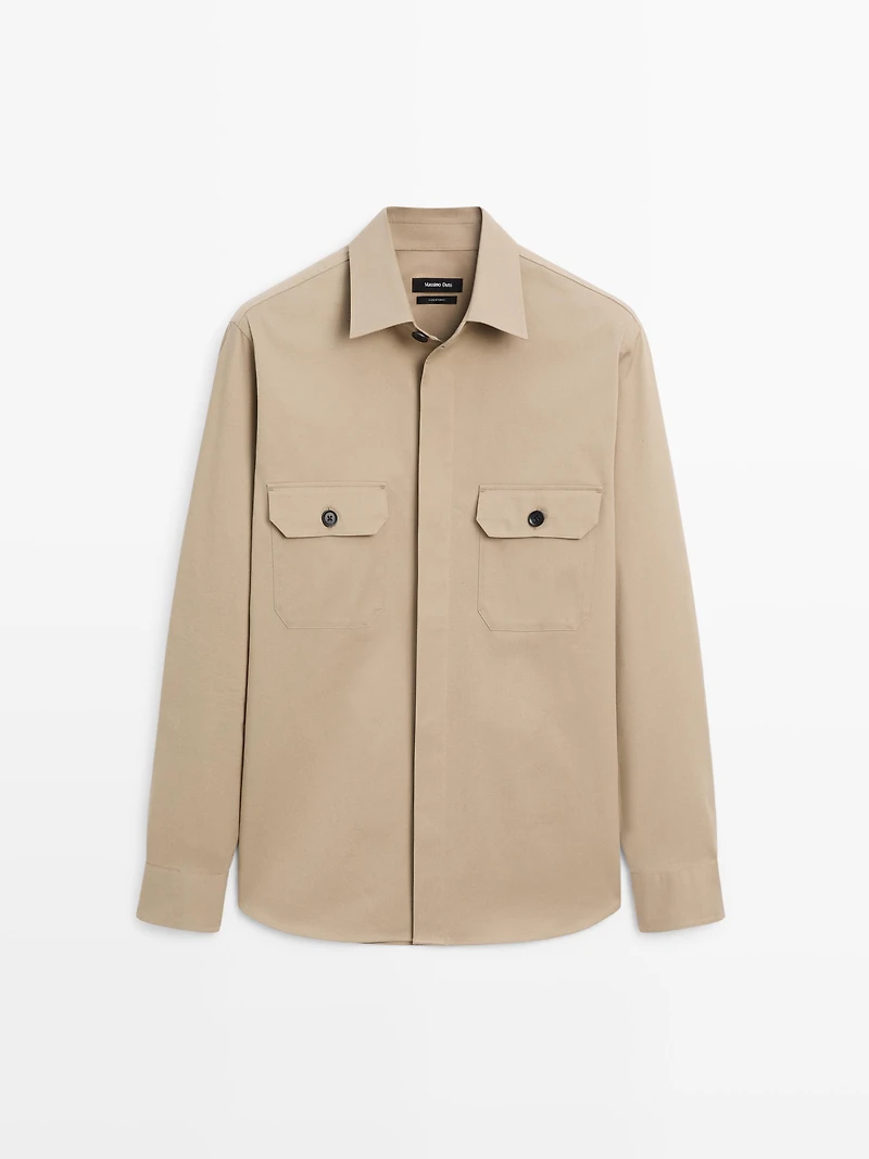 Cotton blend overshirt with pockets