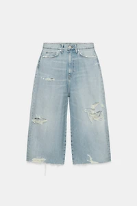 TRF RIPPED MID-RISE DENIM JORTS