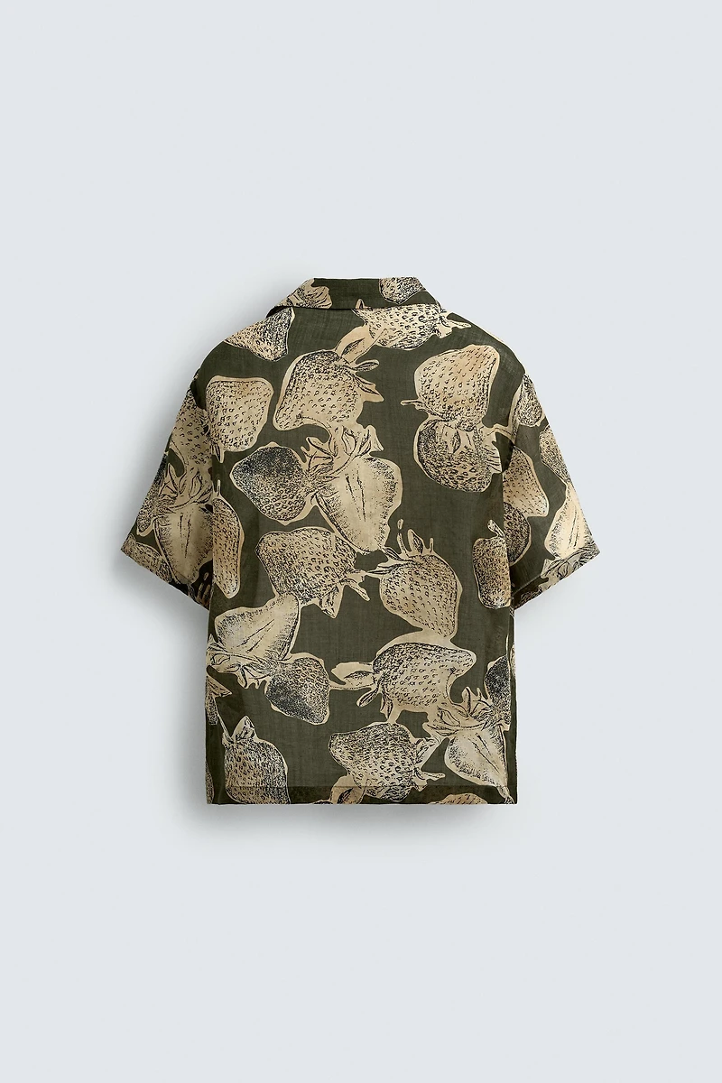 STRAWBERRY PRINT 100% RAMIE SHIRT