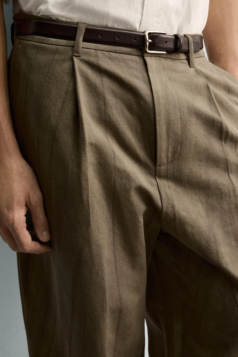 TIE-DYE PRINT PLEATED PANTS