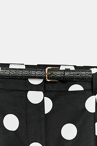 POLKA DOT BELTED PLEATED SHORTS