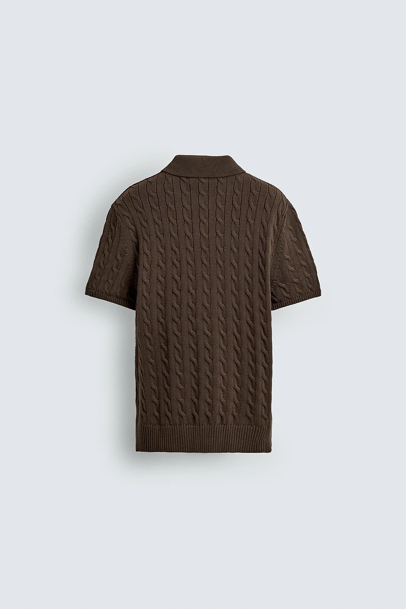 BRAIDED TEXTURED KNIT POLO