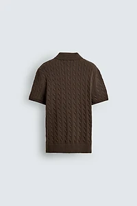 BRAIDED TEXTURED KNIT POLO
