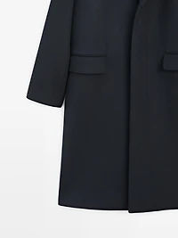 Long wool blend coat with lapel - LIMITED