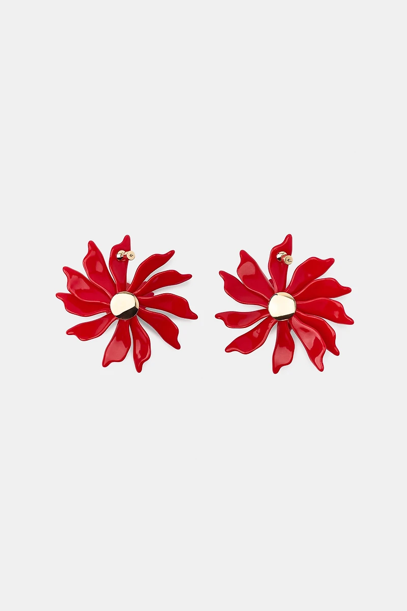 MAXI EMBOSSED FLOWER EARRINGS