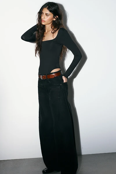 SQUARE NECK POLYAMIDE BODYSUIT