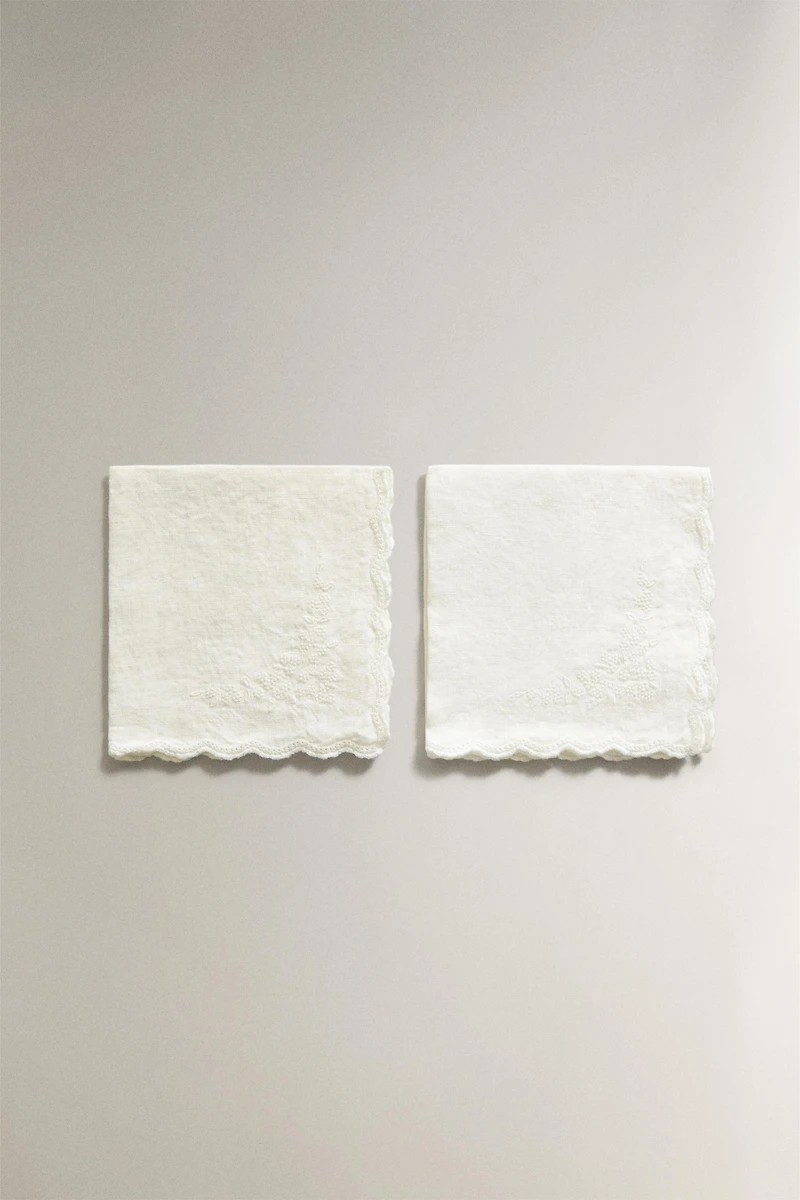 PACK OF EMBROIDERED FADED LINEN HAND TOWELS (PACK OF 2)