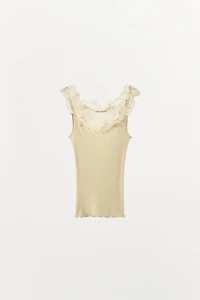 RIB KNIT LACE TOP