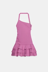 RUFFLED HALTER POPLIN DRESS