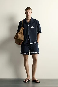 CHEMISE COUPE DÉCONTRACTÉE BRODERIE POISSONS