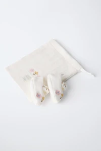EMBROIDERED COTTON BOOTIES