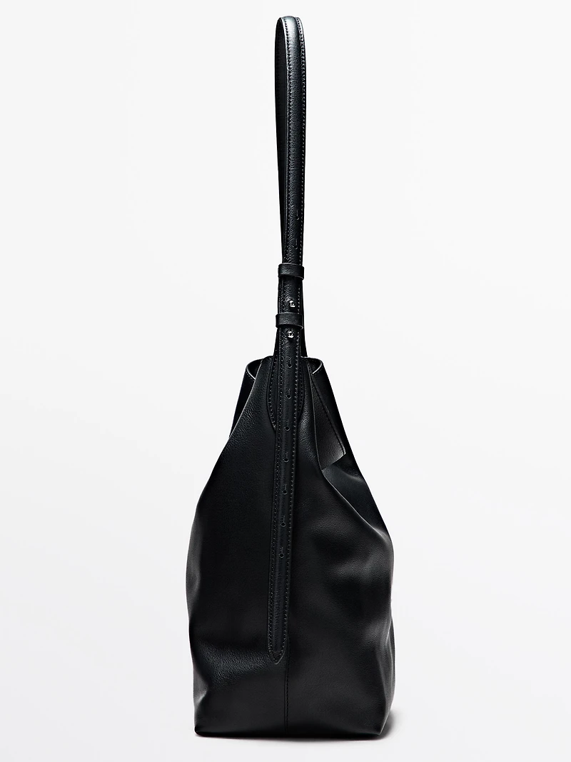 Nappa leather bucket bag