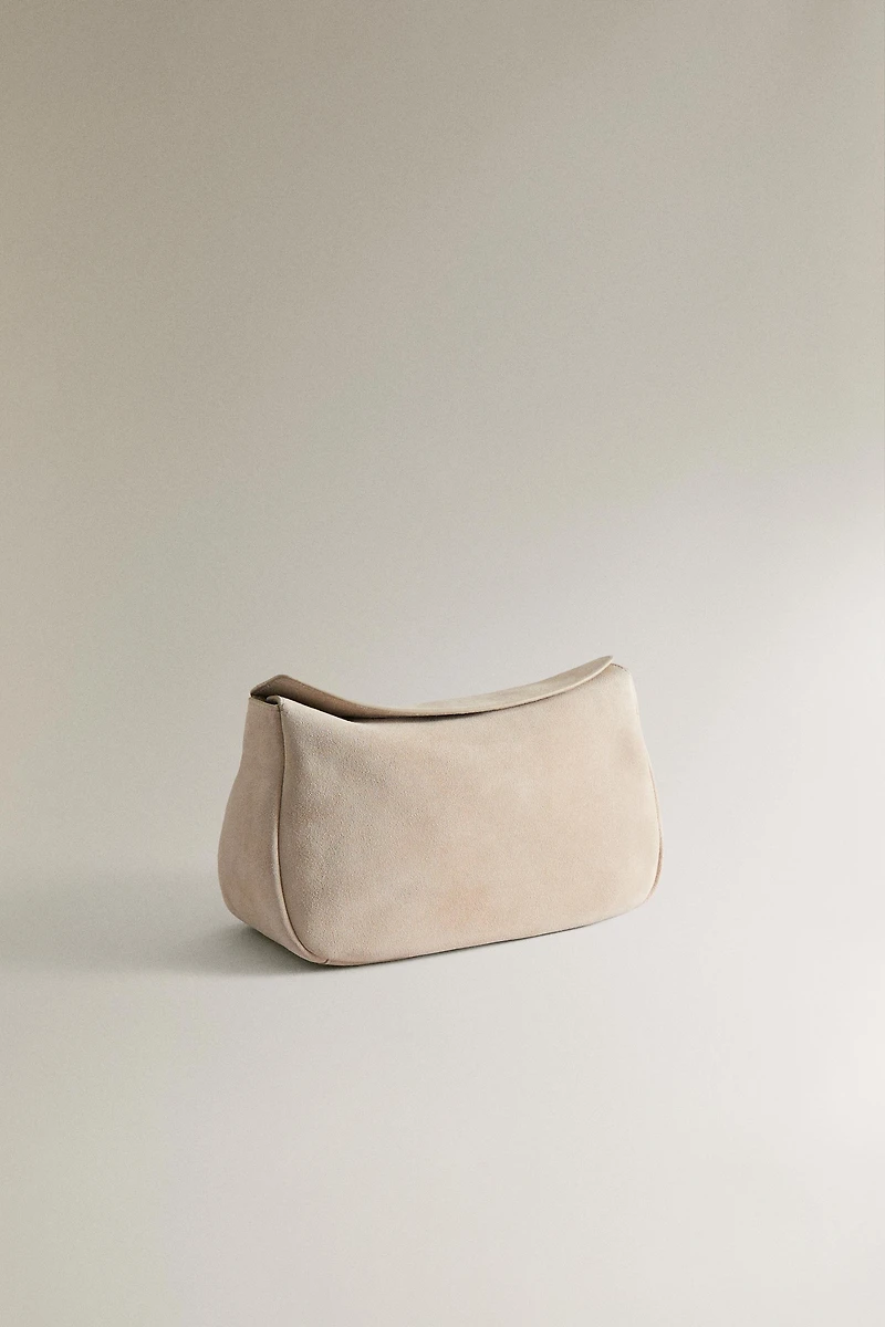 SPLIT SUEDE CLUTCH MAKEUP BAG