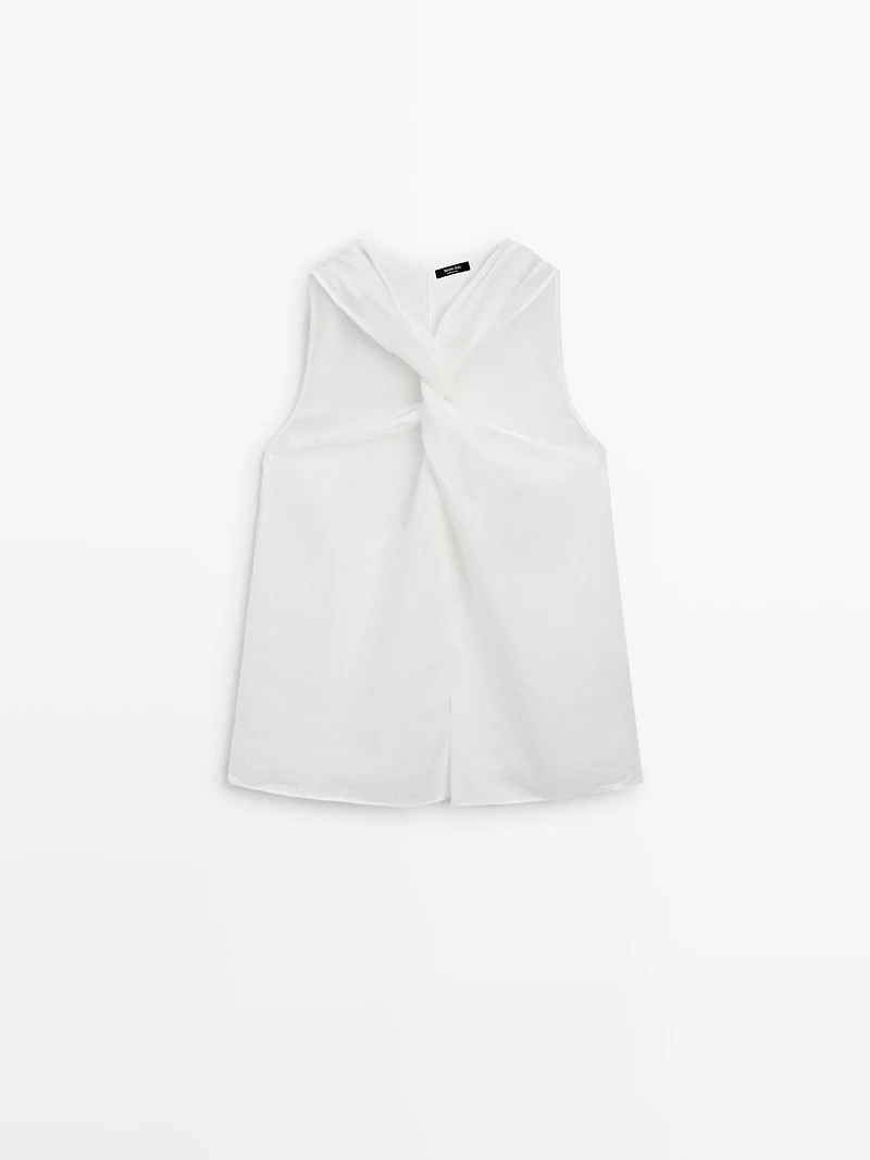 100% linen crossover top