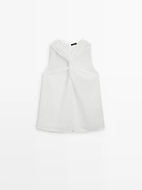 100% linen crossover top