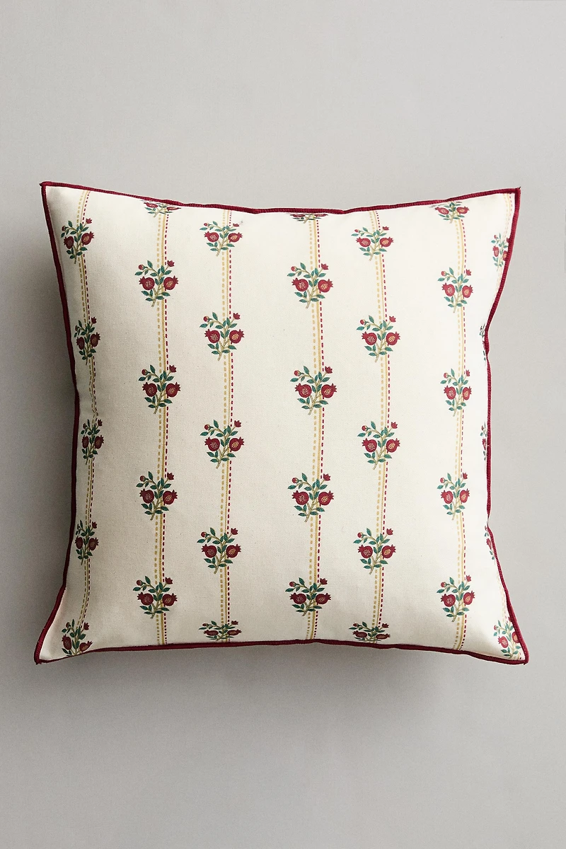 HOUSSE DE COUSSIN RAYURES ET FLEURS