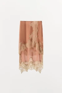 CONTRAST LACE GEORGETTE SKIRT