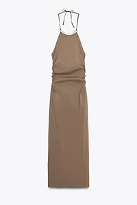 HALTER MIDI DRESS WITH TRIM