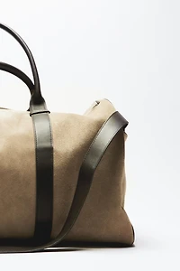 COTTON AND LEATHER TRAVEL BAG