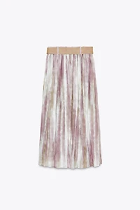 PRINTED MIDI SKIRT WITH BELT