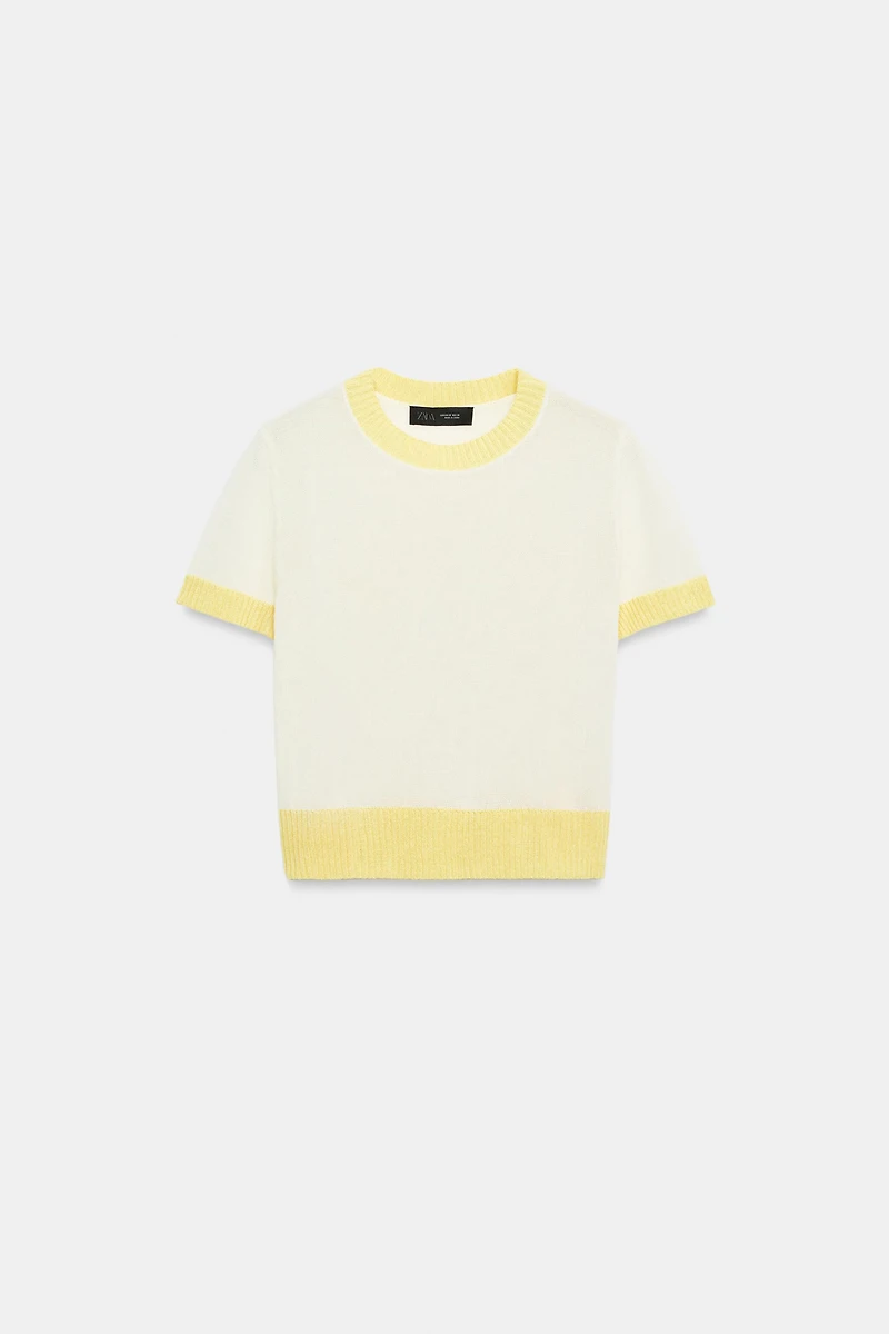 SHORT SLEEVE KNIT TOP