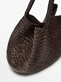 Braided nappa leather tote bag
