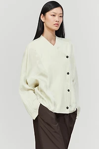 Fluid wrap shirt with button detail