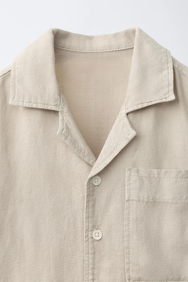 LINEN BLEND POCKET SHIRT
