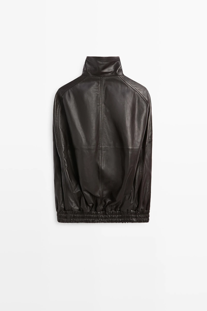 Veste bomber sans manches en cuir nappa