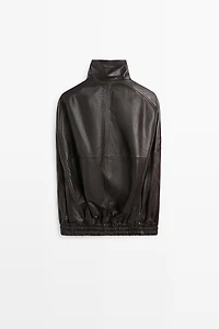 Veste bomber sans manches en cuir nappa