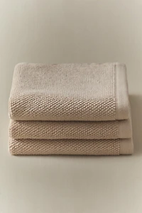 LOT DE 3 SERVIETTES TOILETTE EN COTON POINT RIZ