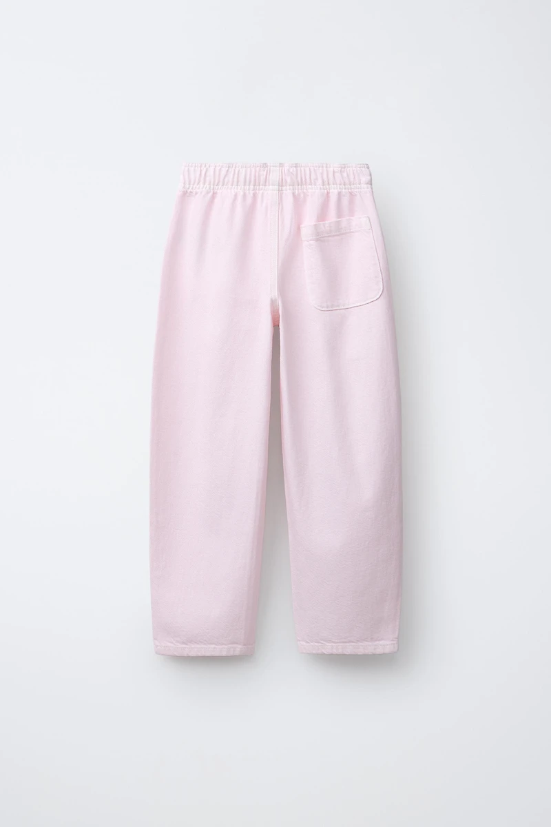 FLOWY BARREL PANTS WITH ELASTICIZED TRIM