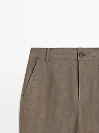 Kick flare cropped linen trousers