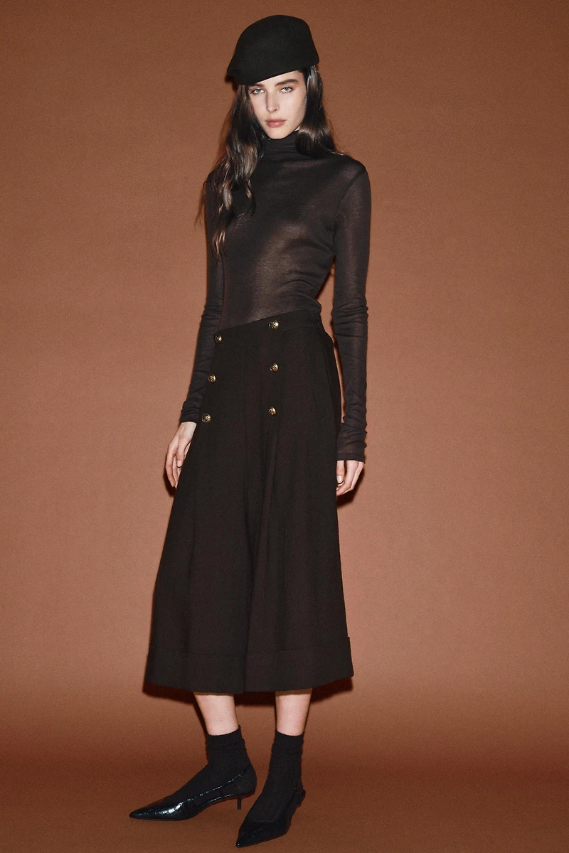 100% WOOL BUTTONED BERMUDA SHORTS ZW COLLECTION