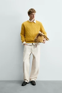 TEXTURED WOVEN COTTON JUMPER