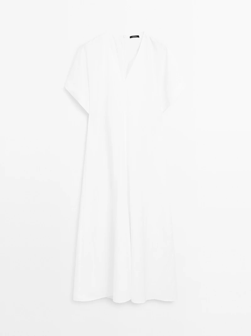 Flared V-neck midi dress