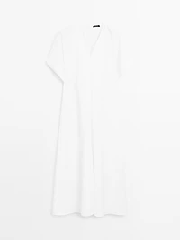Flared V-neck midi dress
