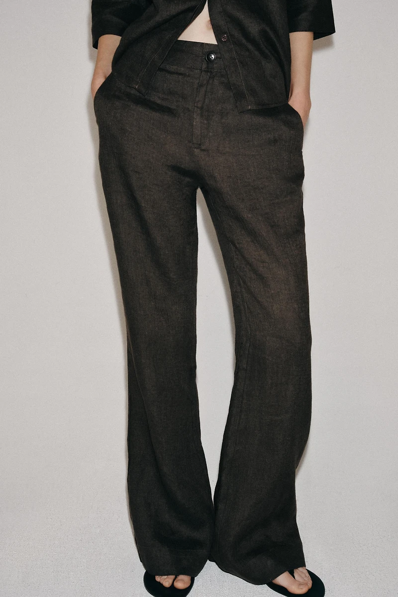 ZW COLLECTION 100% LINEN FLARE PANTS