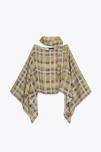 PLAID SCARF CAPE